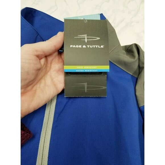 Page & Tuttle Mens Blue/Gray Windproof Golf Pullover - Free Swing Technology Wat - Picture 9 of 16